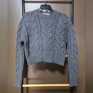 FRAME Gray Cable Knit Sweater